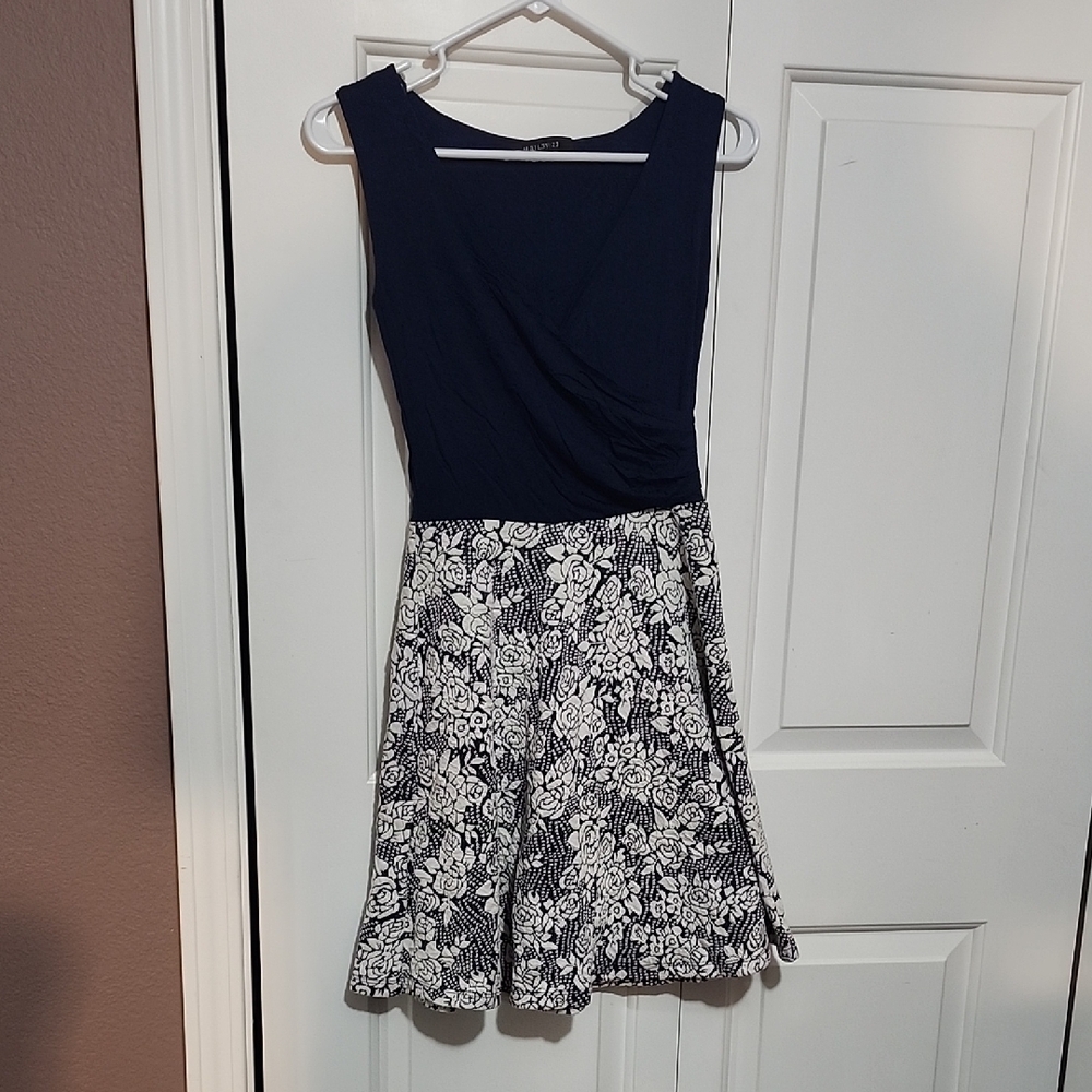 Navy and White Floral Dress
